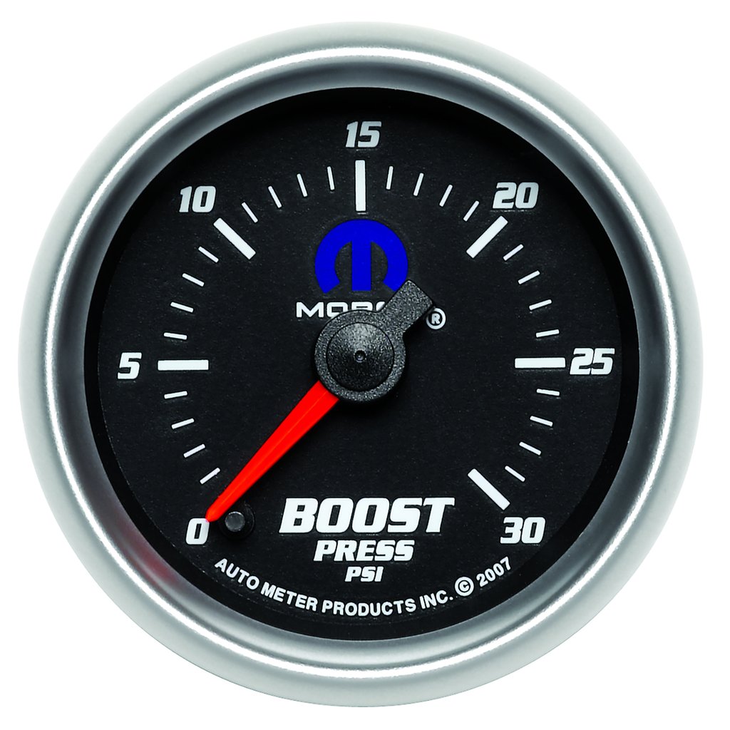 AutoMeter 2-1/16" BOOST, 0-30 PSI, STEPPER MOTOR, BLACK, MOPAR