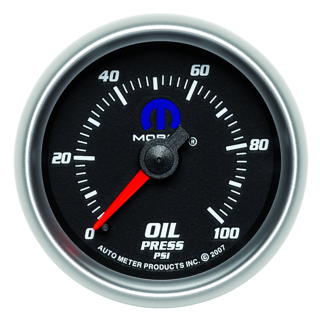 AutoMeter 2-1/16" OIL PRESSURE, 0-100 PSI, MECHANICAL, BLACK, MOPAR