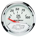 AutoMeter 2-1/16" OIL PRESSURE, 0-100 PSI, CHEVROLET HERITAGE BOWTIE
