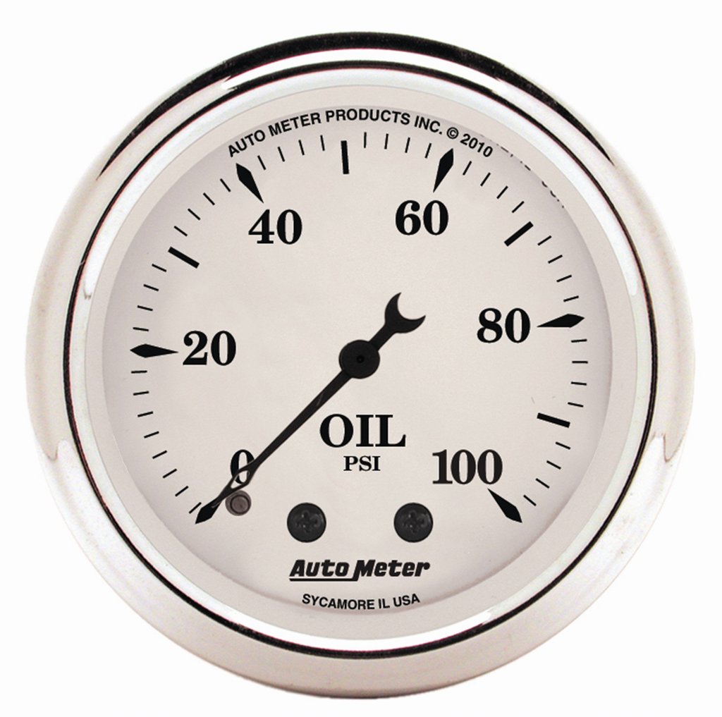 AutoMeter 2-1/16" OIL PRESSURE, 0-100 PSI, MECHANICAL, OLD-TYME WHITE