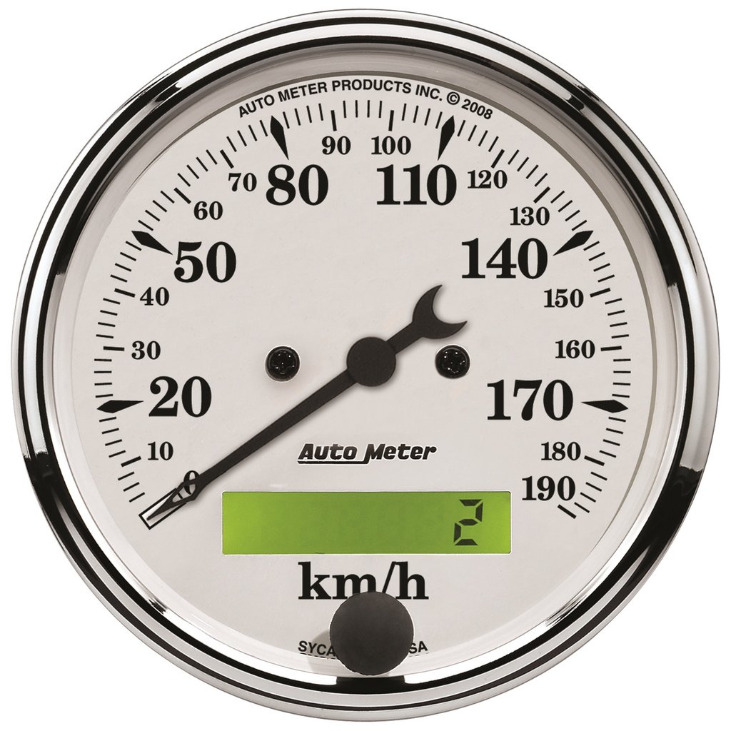 AutoMeter 3-1/8" SPEEDOMETER, 0-190 KM/H, ELECTRIC, OLD-TYME WHITE