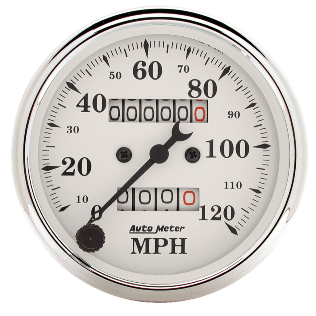 AutoMeter 3-1/8" SPEEDOMETER, 0-120 MPH, MECHANICAL, OLD-TYME WHITE