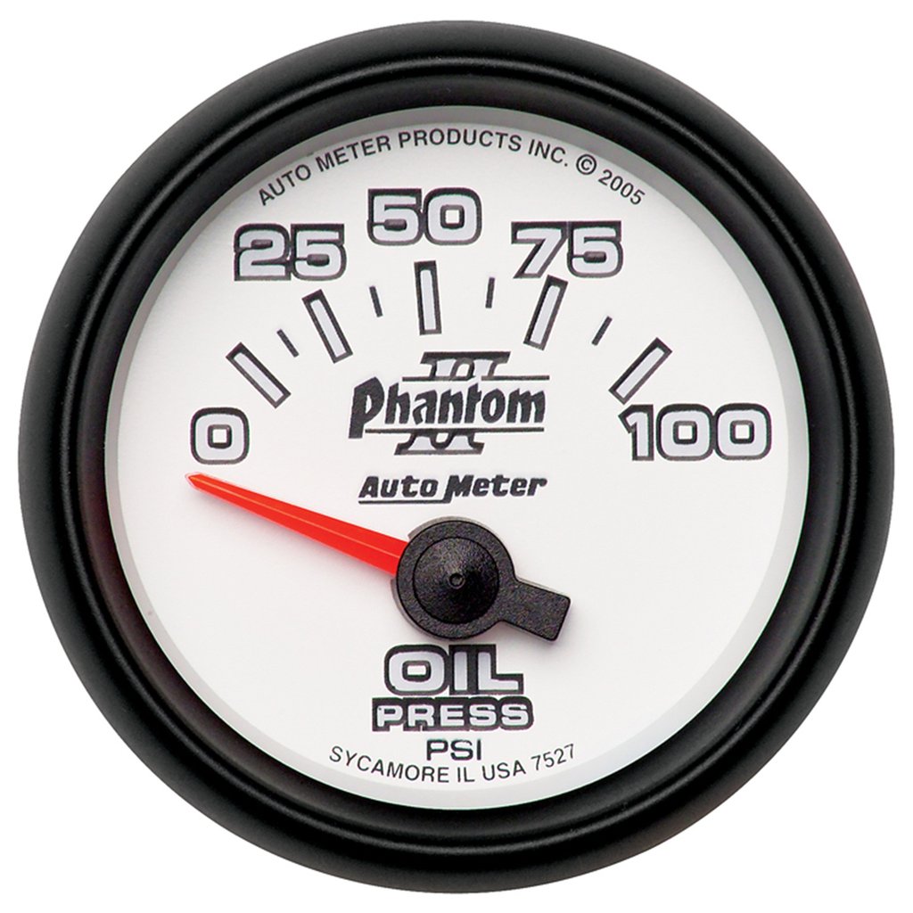 AutoMeter 2-1/16" OIL PRESSURE, 0-100 PSI, AIR-CORE, PHANTOM II
