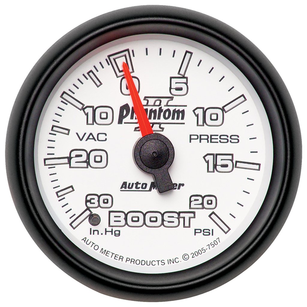 AutoMeter 2-1/16" BOOST/VACUUM, 30 IN HG/20 PSI, MECHANICAL, PHANTOM II