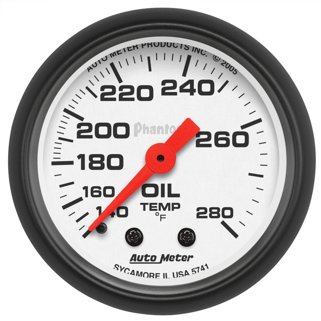 AutoMeter 2-1/16" OIL TEMPERATURE, 140-280 °F, 6 FT., MECHANICAL, PHANTOM