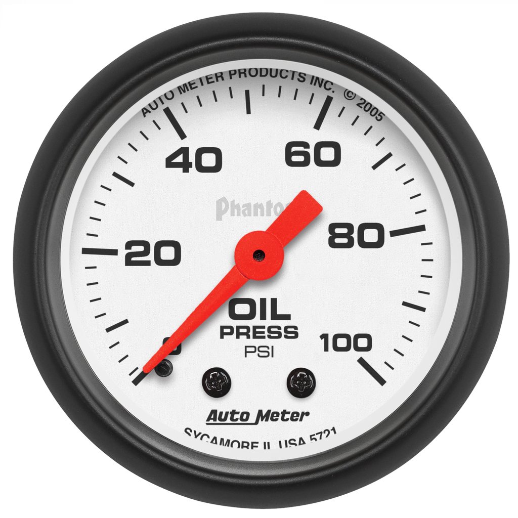 AutoMeter 2-1/16" OIL PRESSURE, 0-100 PSI, MECHANICAL, PHANTOM