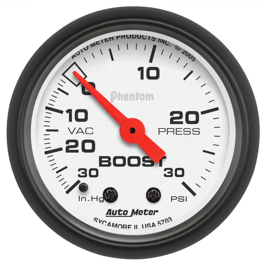 AutoMeter 2-1/16" BOOST/VACUUM, 30 IN HG/30 PSI, MECHANICAL, PHANTOM