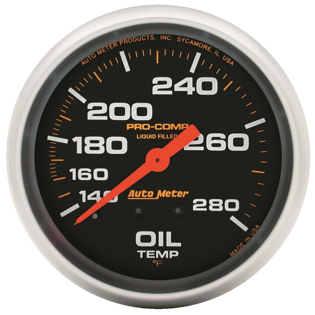 AutoMeter 2-5/8" OIL TEMPERATURE, 140-280 °F, 6 FT., MECHANICAL, LIQUID FILLED, PRO-COMP