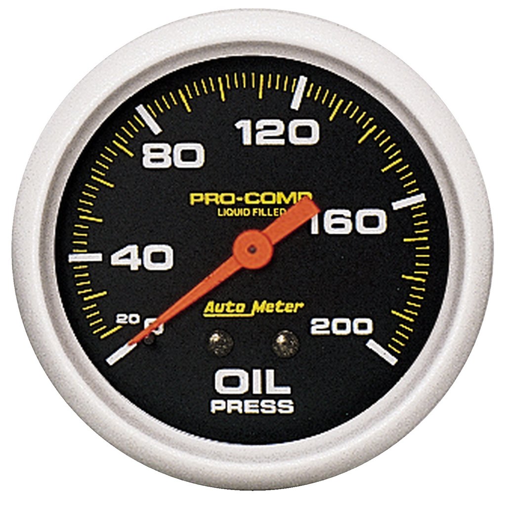 AutoMeter 2-5/8" OIL PRESSURE, 0-200 PSI, MECHANICAL, LIQUID FILLED, PRO-COMP