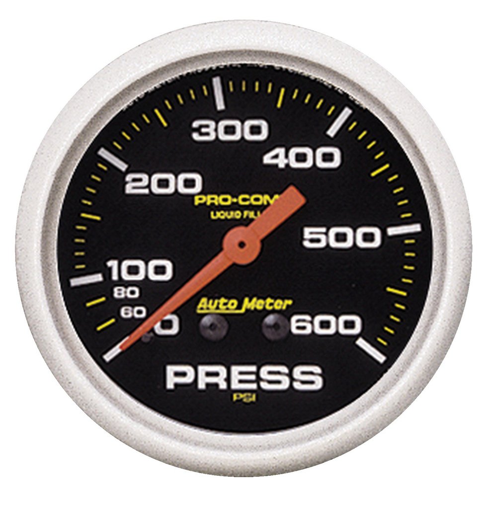 AutoMeter 2-5/8" PRESSURE, 0-600 PSI, MECHANICAL, LIQUID FILLED, PRO-COMP