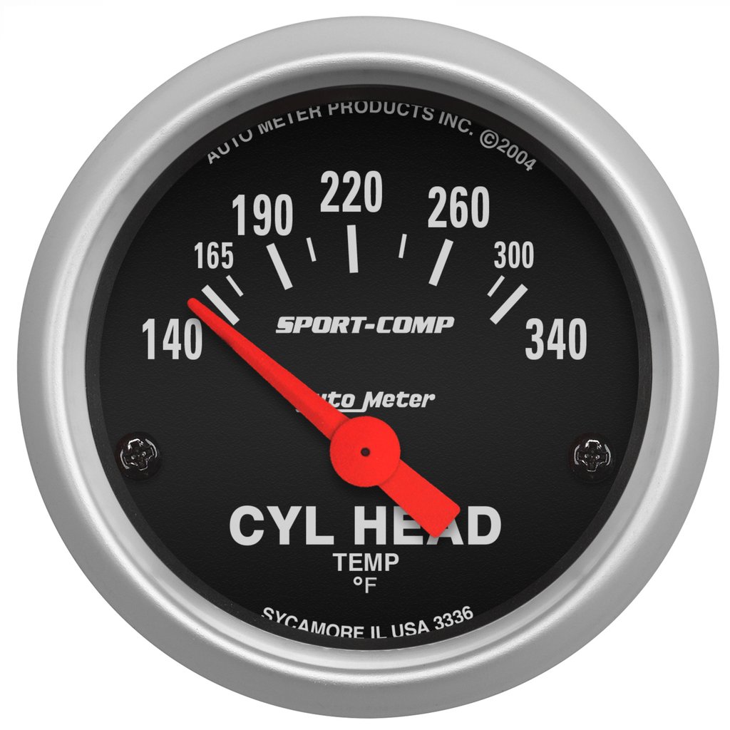 AutoMeter 2-1/16" CYLINDER HEAD TEMPERATURE, 140-340 °F, AIR-CORE, SPORT-COMP