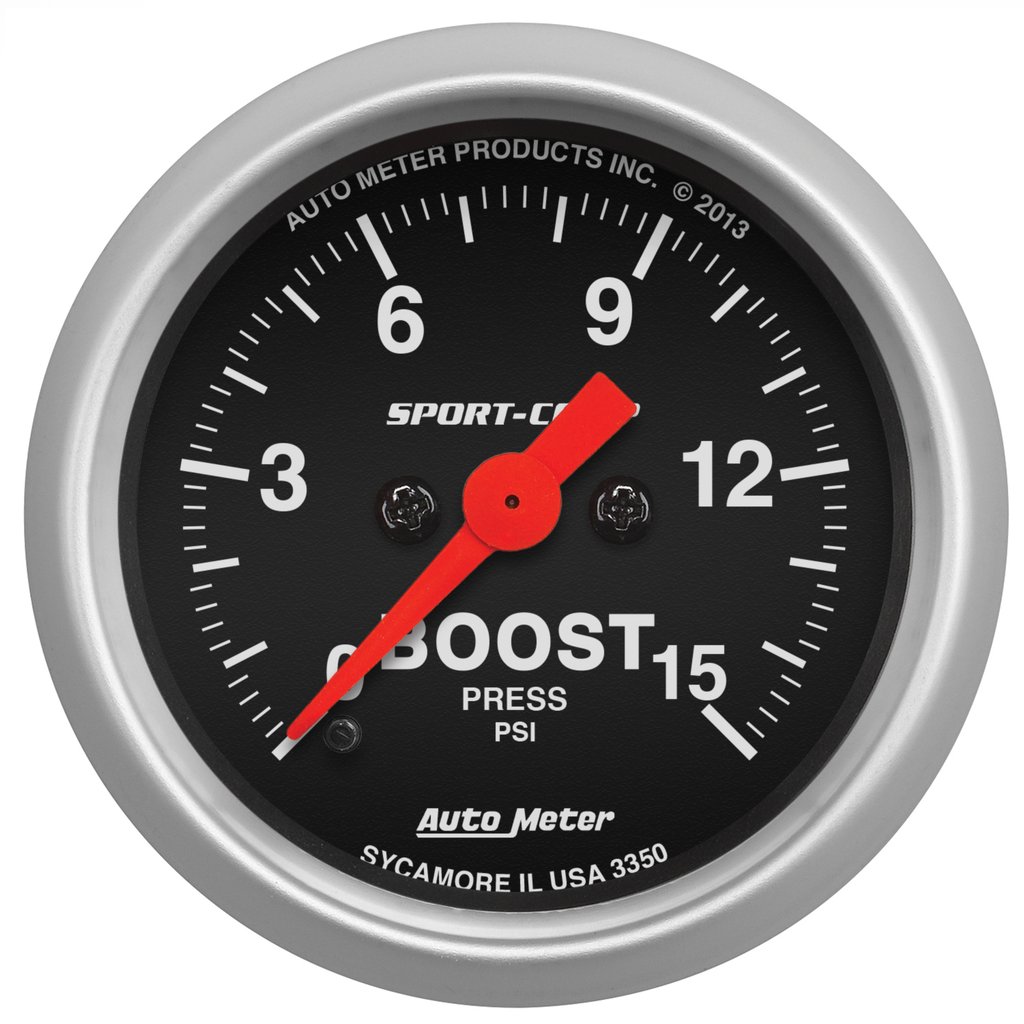 AutoMeter 2-1/16" BOOST, 0-15 PSI, STEPPER MOTOR, SPORT-COMP