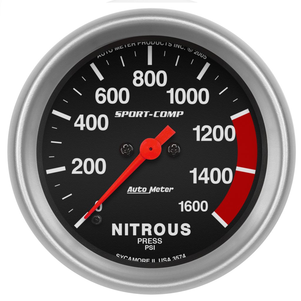 AutoMeter 2-5/8" NITROUS PRESSURE, 0-1600 PSI, STEPPER MOTOR, SPORT-COMP