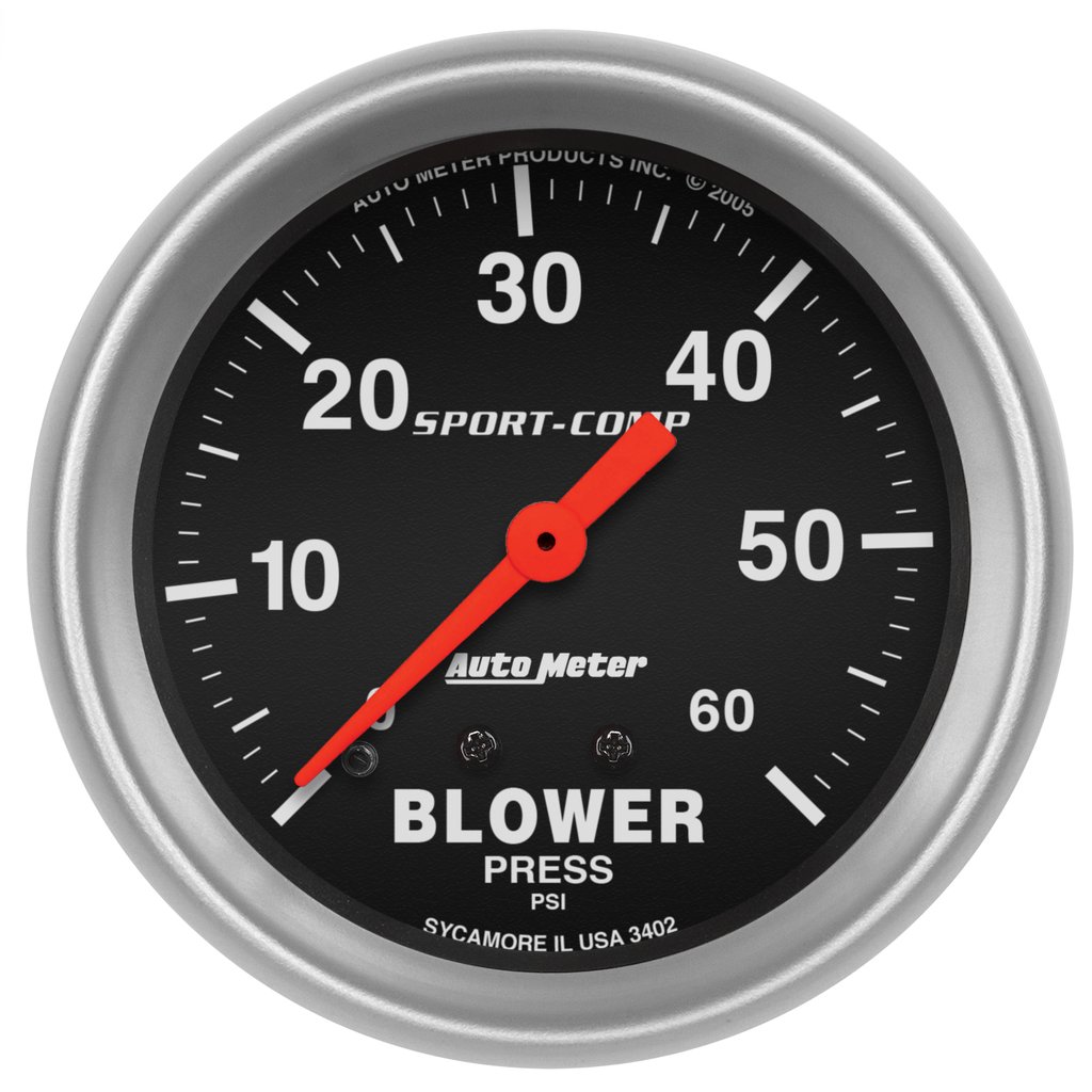 AutoMeter 2-5/8" BLOWER PRESSURE, 0-60 PSI, MECHANICAL, SPORT-COMP