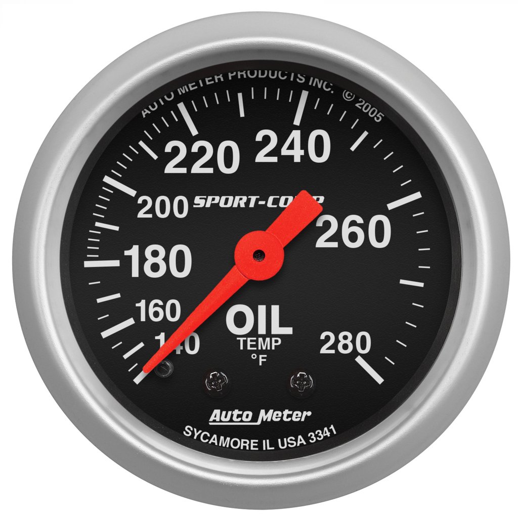 AutoMeter 2-1/16" OIL TEMPERATURE, 140-280 °F, 6 FT., MECHANICAL, SPORT-COMP