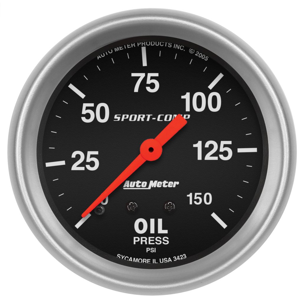 AutoMeter 2-5/8" OIL PRESSURE, 0-150 PSI, MECHANICAL, SPORT-COMP