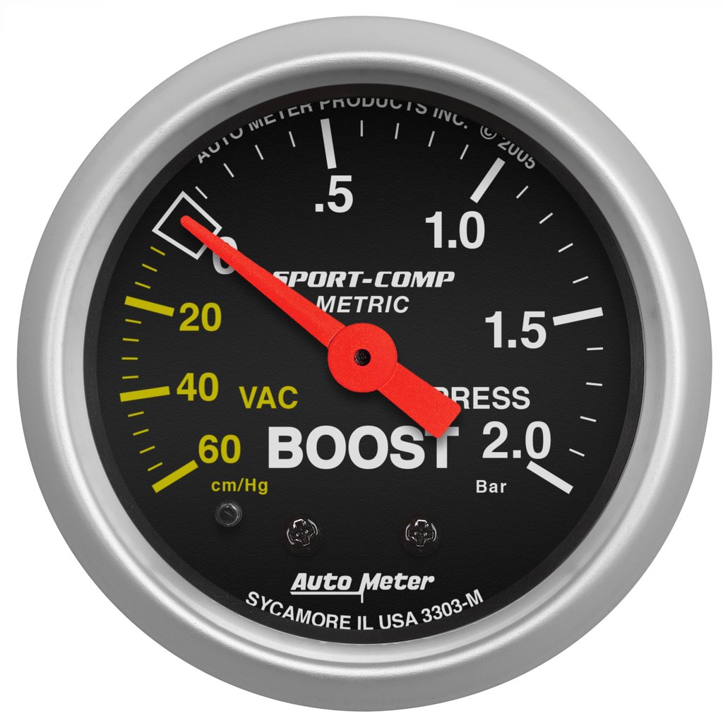 AutoMeter 2-1/16" BOOST/VACUUM, 60 CM HG-2.0 BAR, MECHANICAL, SPORT-COMP