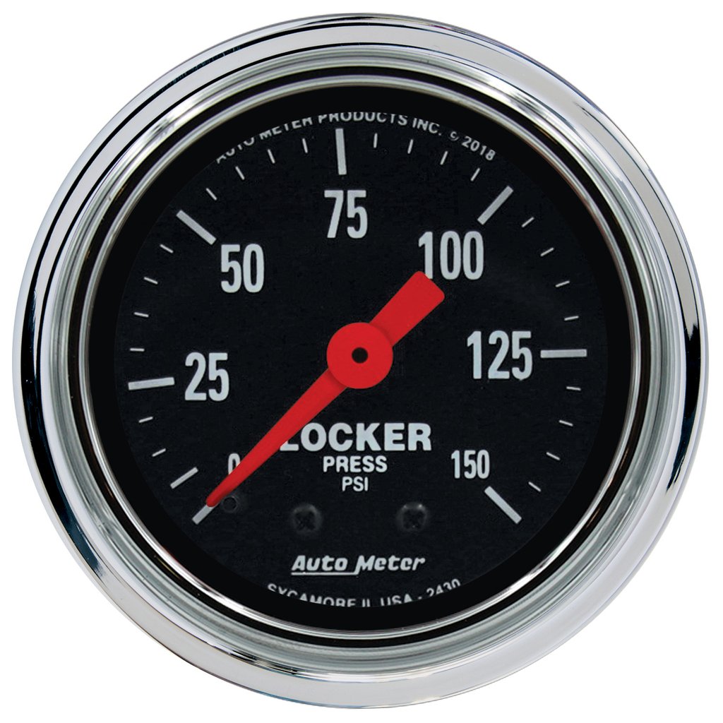 AutoMeter 2-1/16" AIR LOCKER PRESSURE, 0-150 PSI, TRADITIONAL CHROME