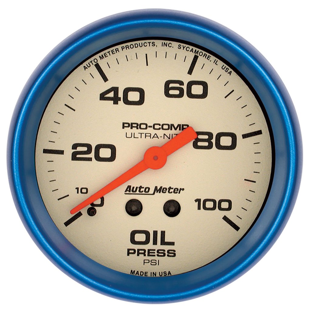 AutoMeter 2-5/8" OIL PRESSURE, 0-100 PSI, MECHANICAL, ULTRA-NITE