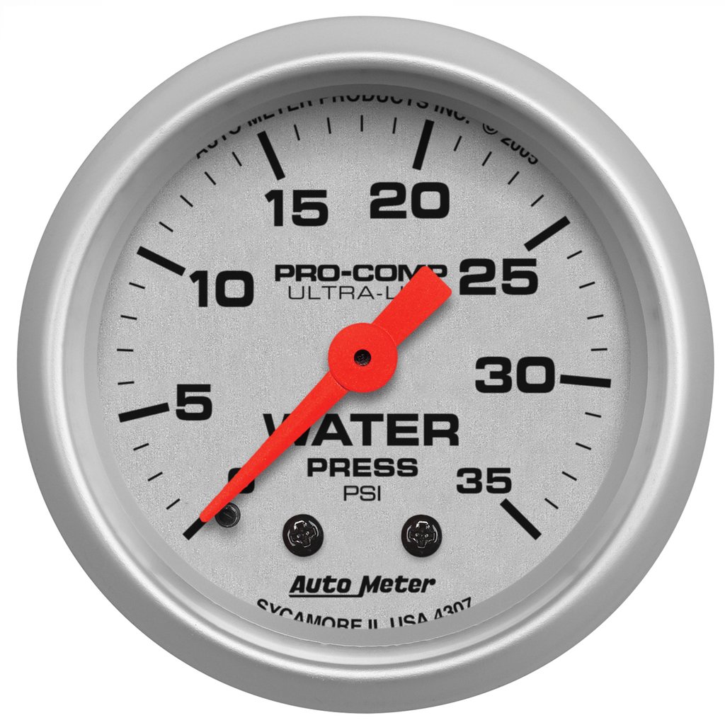 AutoMeter 2-1/16" WATER PRESSURE, 0-35 PSI, MECHANICAL, ULTRA-LITE