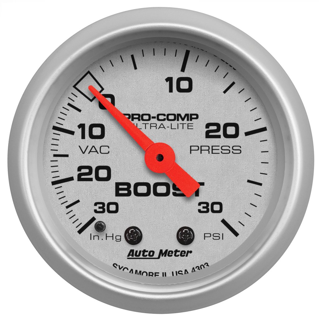 AutoMeter 2-1/16" BOOST/VACUUM, 30 IN HG/30 PSI, MECHANICAL, ULTRA-LITE