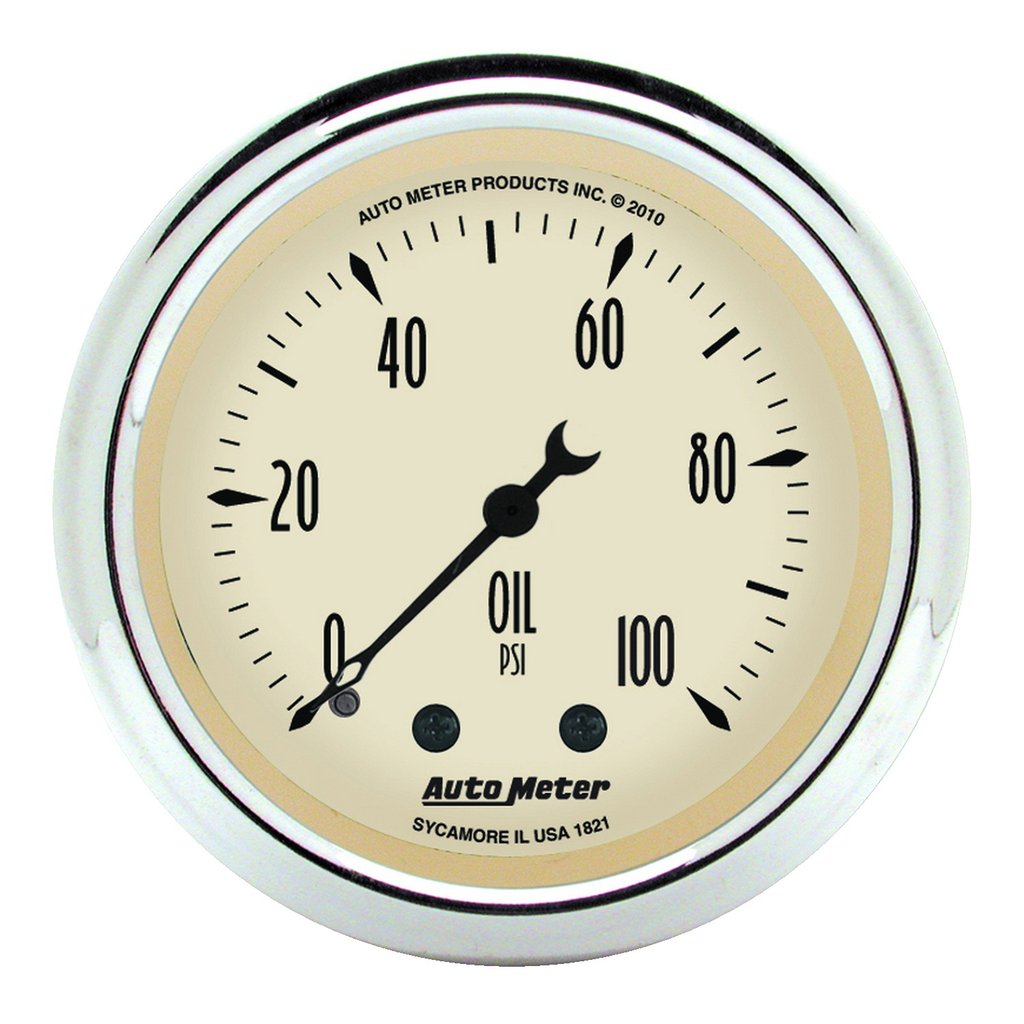 AutoMeter 2-1/16" OIL PRESSURE, 0-100 PSI, MECHANICAL, ANTIQUE BEIGE