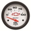 AutoMeter 2-5/8" OIL PRESSURE, 0-100 PSI, CHEVY RED BOWTIE