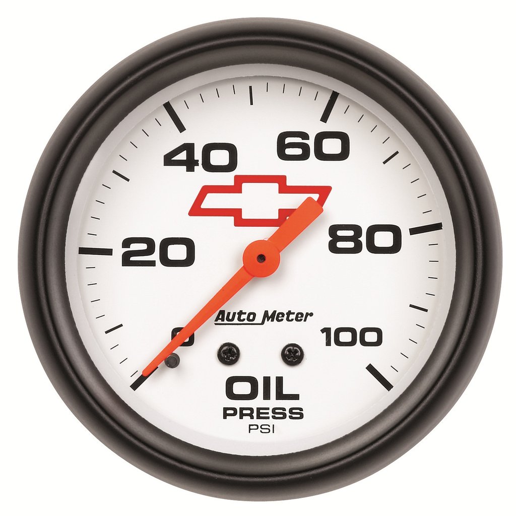AutoMeter 2-5/8" OIL PRESSURE, 0-100 PSI, CHEVY RED BOWTIE