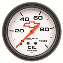 AutoMeter 2-5/8" OIL PRESSURE, 0-100 PSI, CHEVY RED BOWTIE