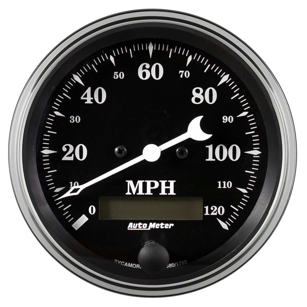 AutoMeter 3-3/8" SPEEDOMETER, 0-120 MPH, ELECTRIC W/ LCD ODO, OLD TYME BLACK