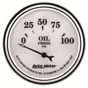 AutoMeter 2-1/16" OIL PRESSURE, 0-100 PSI, AIR-CORE, OLD-TYME WHITE II