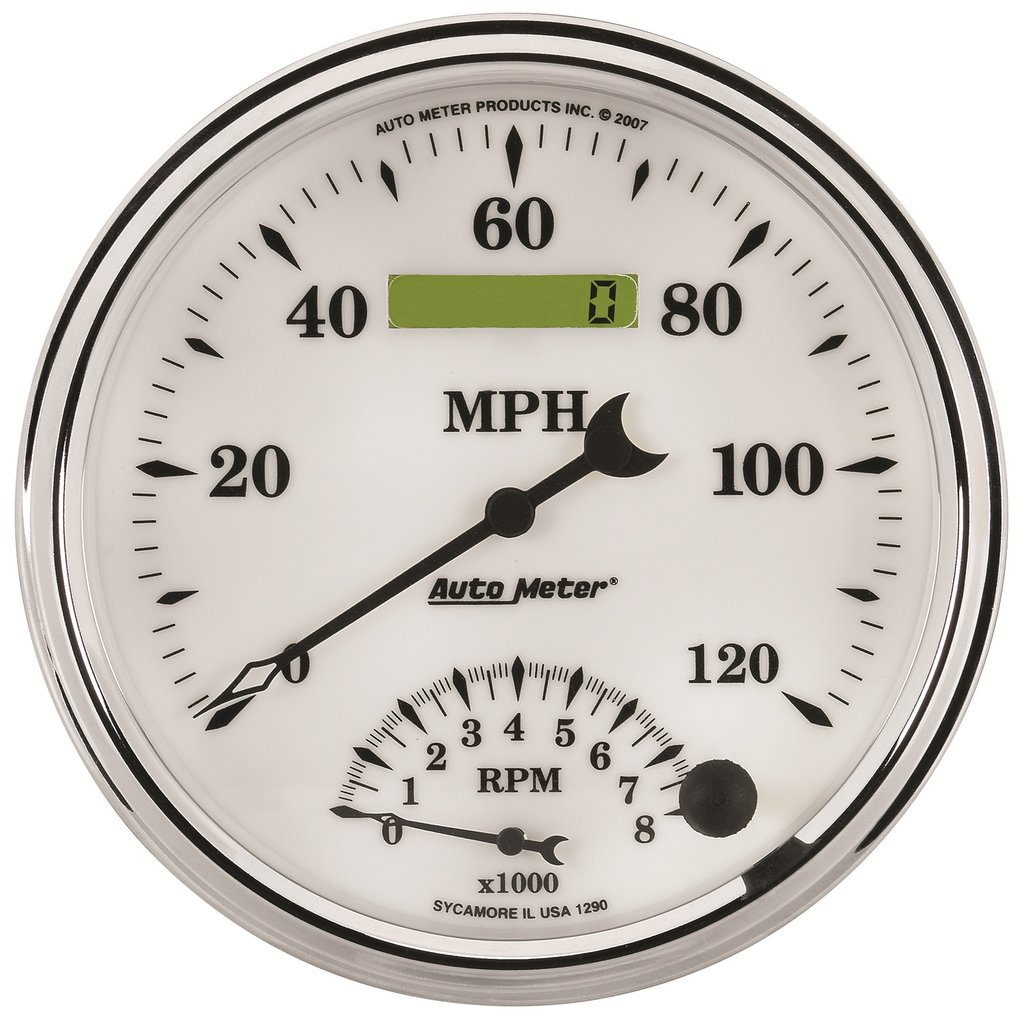 AutoMeter 5" tachometer/SPEEDOMETER COMBO, 8K RPM/120 MPH, ELECTRIC, OLD-TYME WHITE II