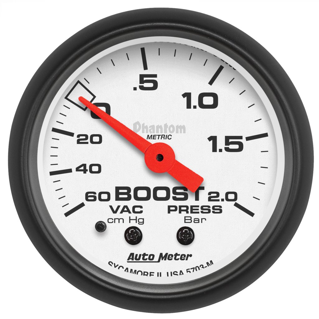 AutoMeter 2-1/16" BOOST/VACUUM, 60 CM/HG-2.0 BAR, MECHANICAL, PHANTOM