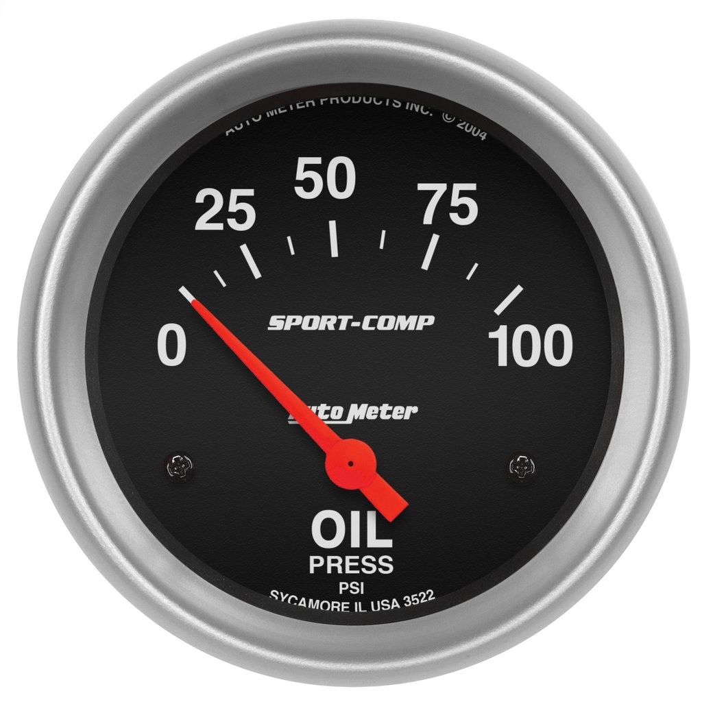AutoMeter 2-5/8" OIL PRESSURE, 0-100 PSI, AIR-CORE, SPORT-COMP