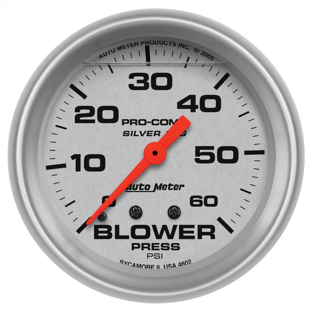 AutoMeter 2-5/8" BLOWER PRESSURE, 0-60 PSI, MECHANICAL, LIQUID FILLED, ULTRA-LITE