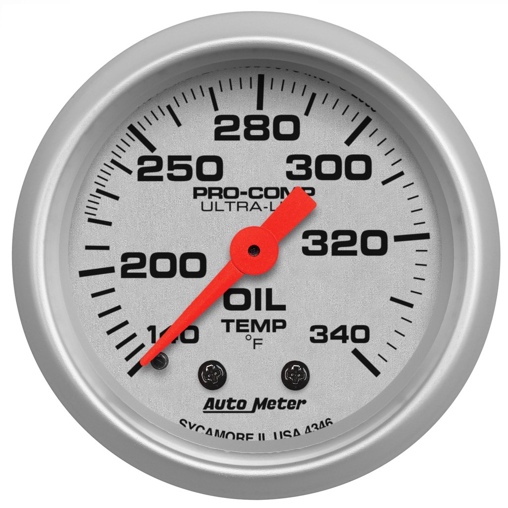 AutoMeter 2-1/16" OIL TANK TEMPERATURE, 140-340 °F, MECHANICAL, ULTRA-LITE