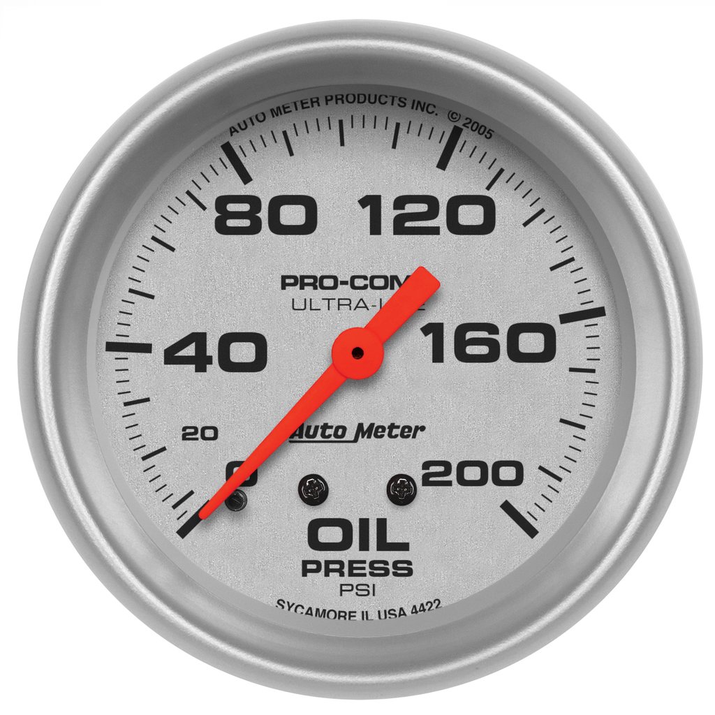 AutoMeter 2-5/8" OIL PRESSURE, 0-200 PSI, MECHANICAL, ULTRA-LITE