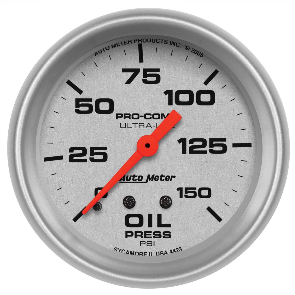 AutoMeter 2-5/8" OIL PRESSURE, 0-150 PSI, MECHANICAL, ULTRA-LITE