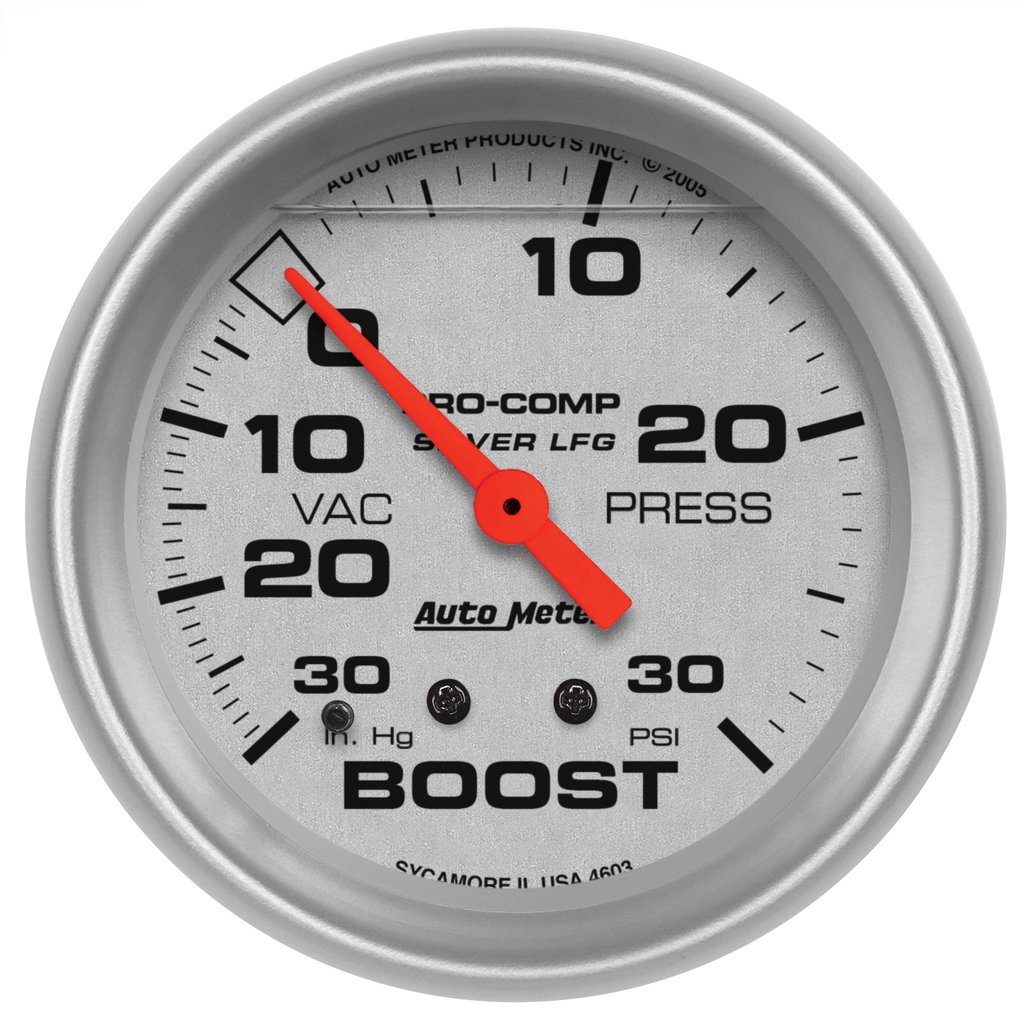 AutoMeter 2-5/8" BOOST/VACUUM, 30 IN HG/30 PSI, MECHANICAL, LIQUID FILLED, ULTRA-LITE