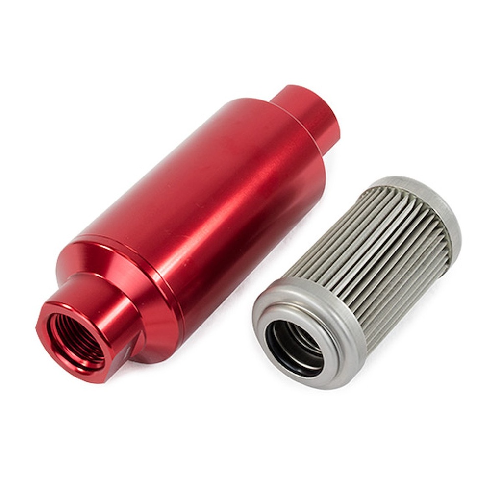 Top Street Performance JM1022R: JM1022R Fuel Filter w/ 40 Micron Stainless Steel Element, Red