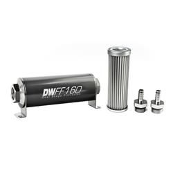 DeatschWerks 803160005K38: 803160005K38 In-line fuel filter element and housing kit stainless steel 5 micron 3/8in hose barb 160mm. Universal
