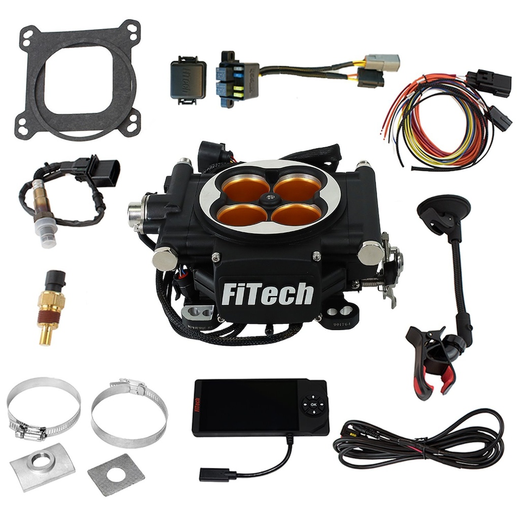 FITech Fuel Injection 30012: 30012 Go EFI-8 Power Adder Plus 1200 HP Throttle Body System Basic Kit [Matte Black]