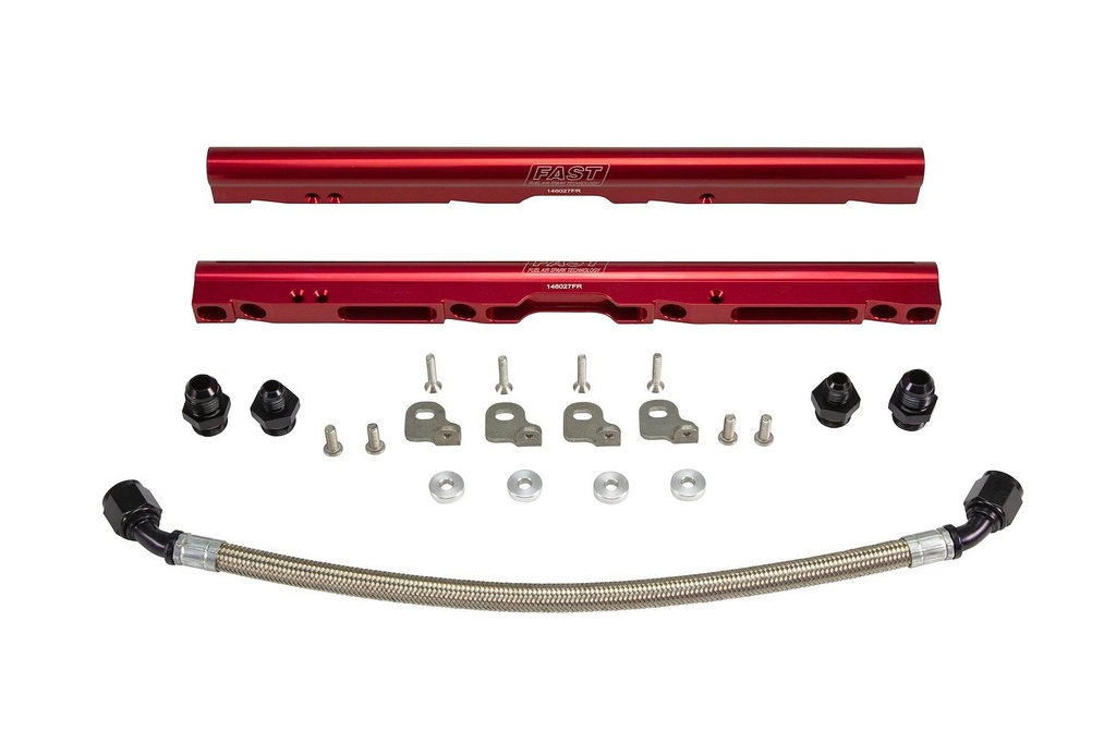 FAST 146028-KIT: LSXRT Billet Fuel Rail Kit GenIII Red with Fittings, O-Rings, Hardware