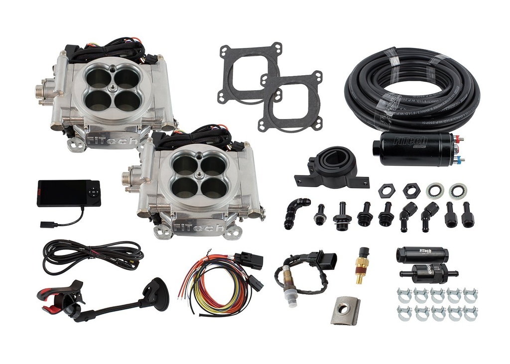 FITech Fuel Injection 31061: 31061 Go EFI 2x4 625 HP Bright Aluminum EFI System With Inline Fuel Delivery Master Kit