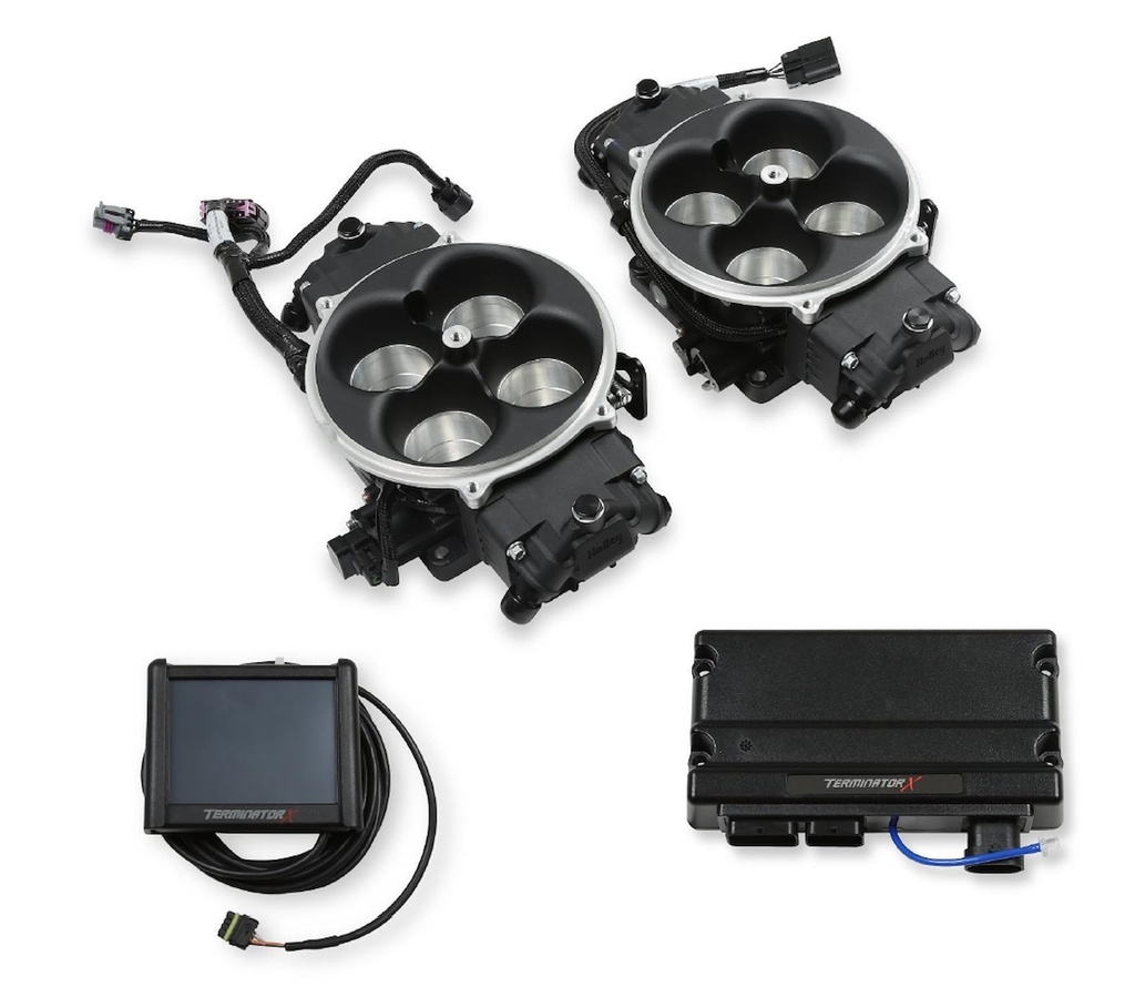 Holley 550-1081: 550-1081 Terminator X Stealth 4500 Dual Throttle Body (2 x 4) EFI System [Black Finish]