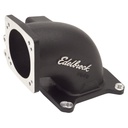 Edelbrock 38493: High Flow Intake Elbow for 95mm Throttle Body to 4150 Square-Bore Flange in Black Powder Coated Finish
