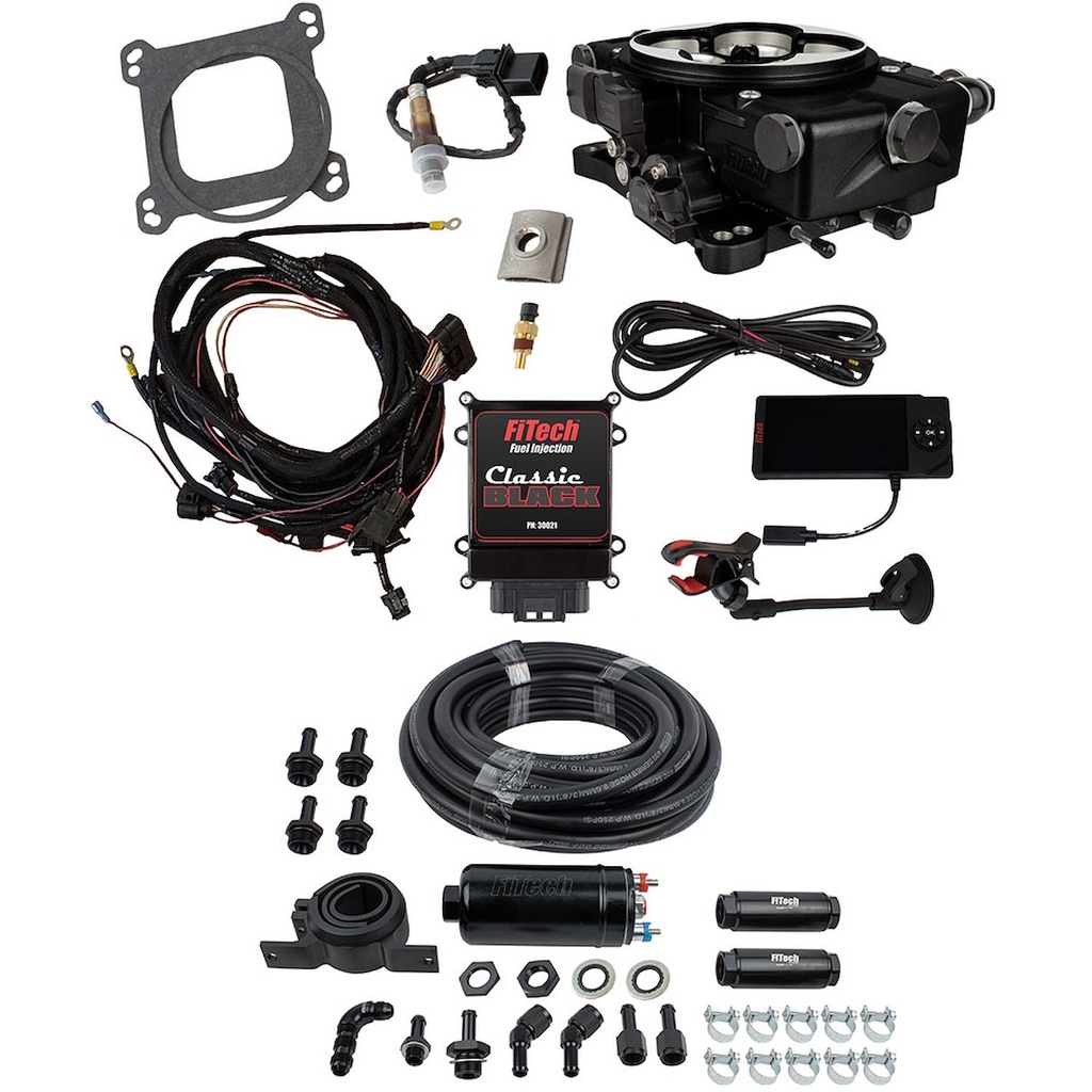 FITech Fuel Injection 31021: 31021 Go EFI Classic Black 650 HP EFI System With Inline Fuel Delivery & Regulator Master Kit