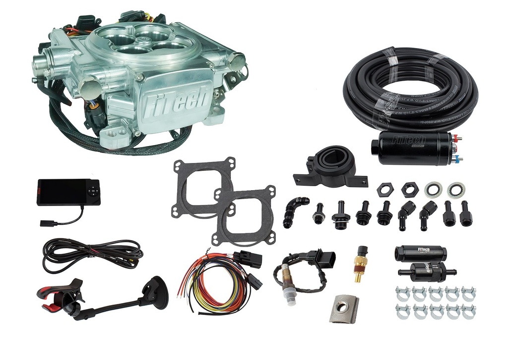 FITech Fuel Injection 31006: 31006 Go EFI 4 600 HP Power Adder Bright Aluminum EFI System With Inline Fuel Delivery Master Kit