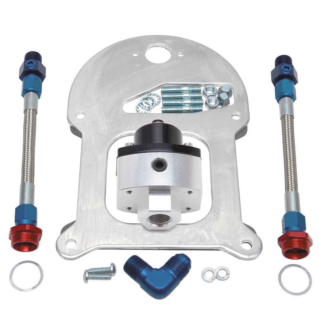 Edelbrock 8192: Fuel Pressure Regulator Kit with Plate Mount Bracket for 4150 Square-bore Flange