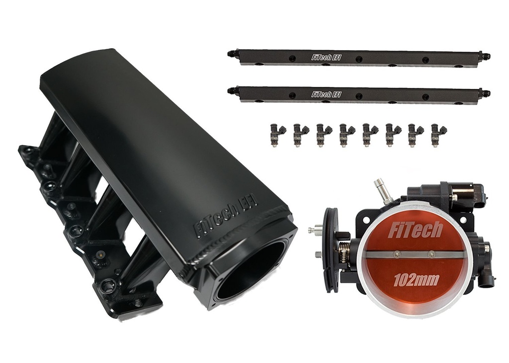 FITech Fuel Injection 70076: 70076 Loaded Intake Manifold LS1/LS2/LS6 Tall 750 HP Aluminum with 102 mm Throttle Body and 55 lbs./hr. Fuel Injectors